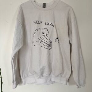 Women’s White Self Care Graphic Sweater